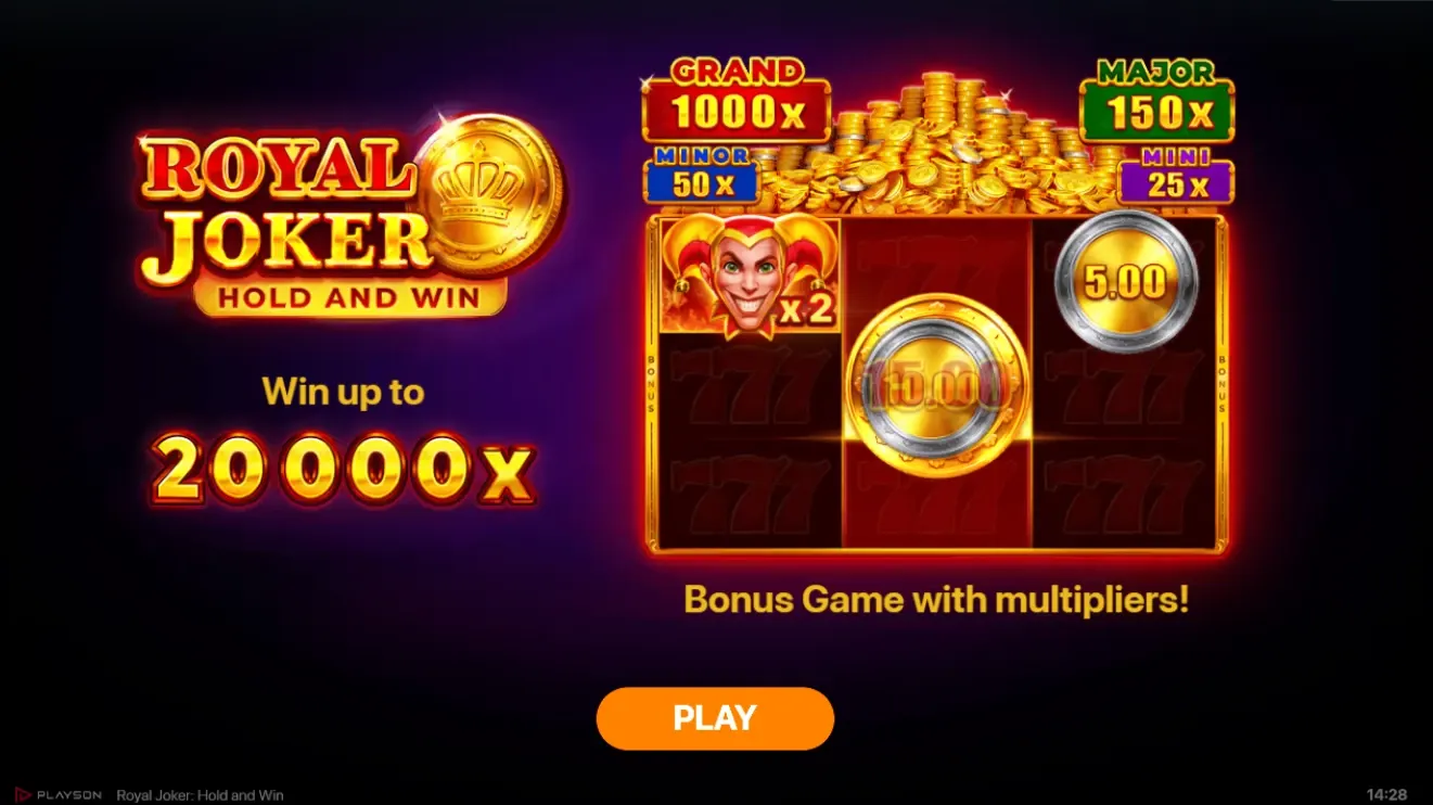 Royal Joker Hold and Win – automat kasynowy z funkcją Bonus Game i mnożnikami, możliwość wygranej do 20 000x stawki.